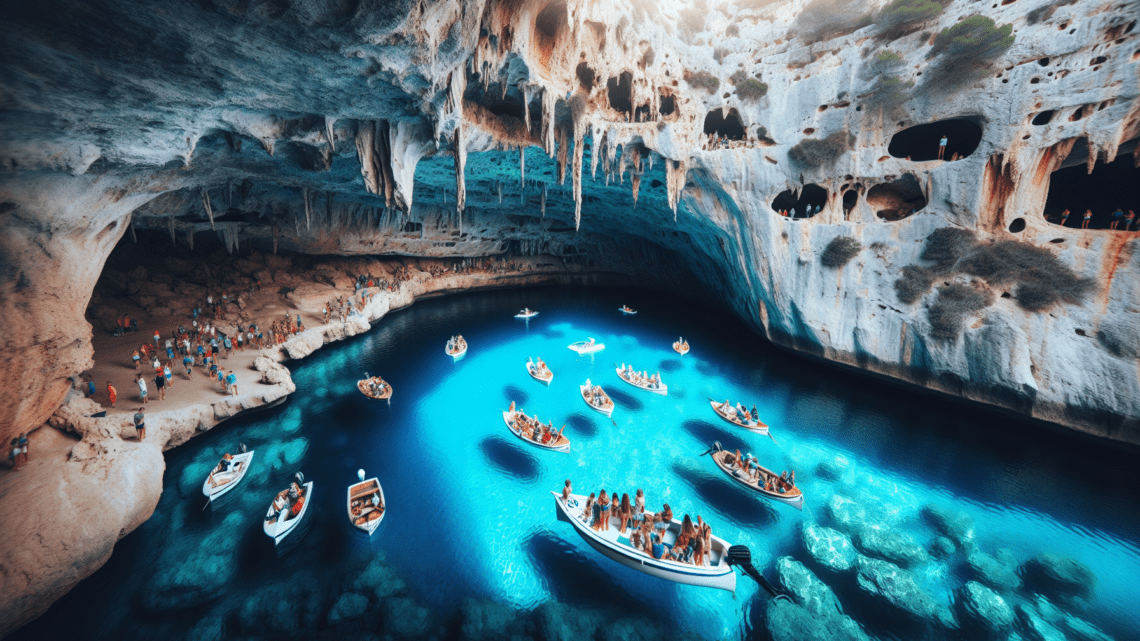 Erkundung der blauen Grotte bei Cala Santanyí