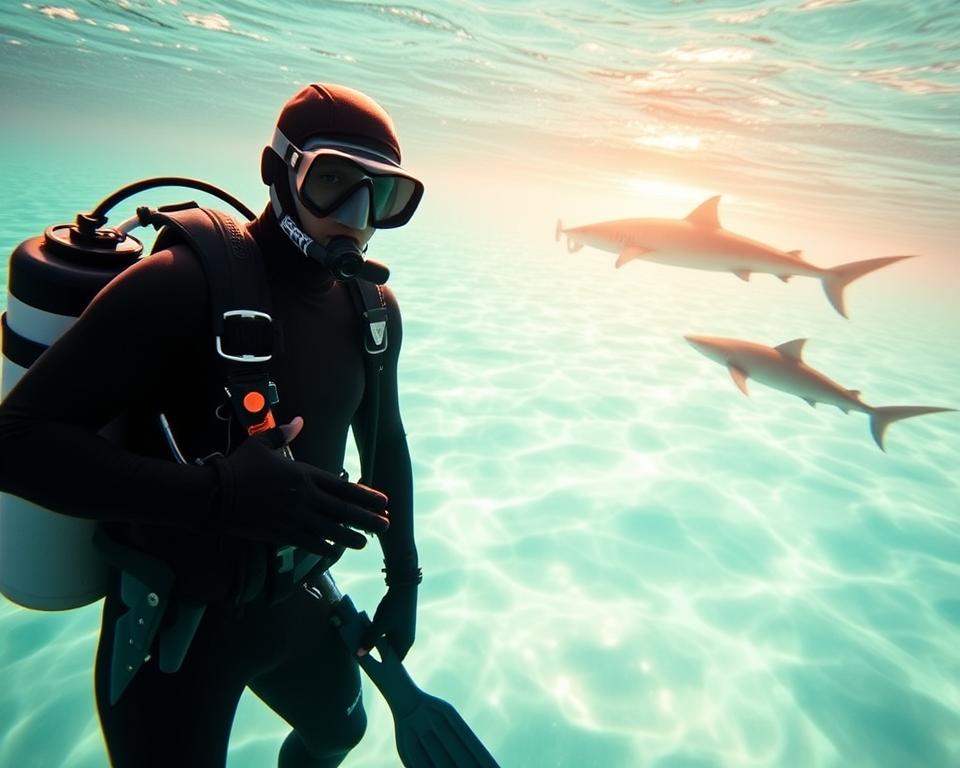 Tauchausrüstung für Hai-Beobachtung